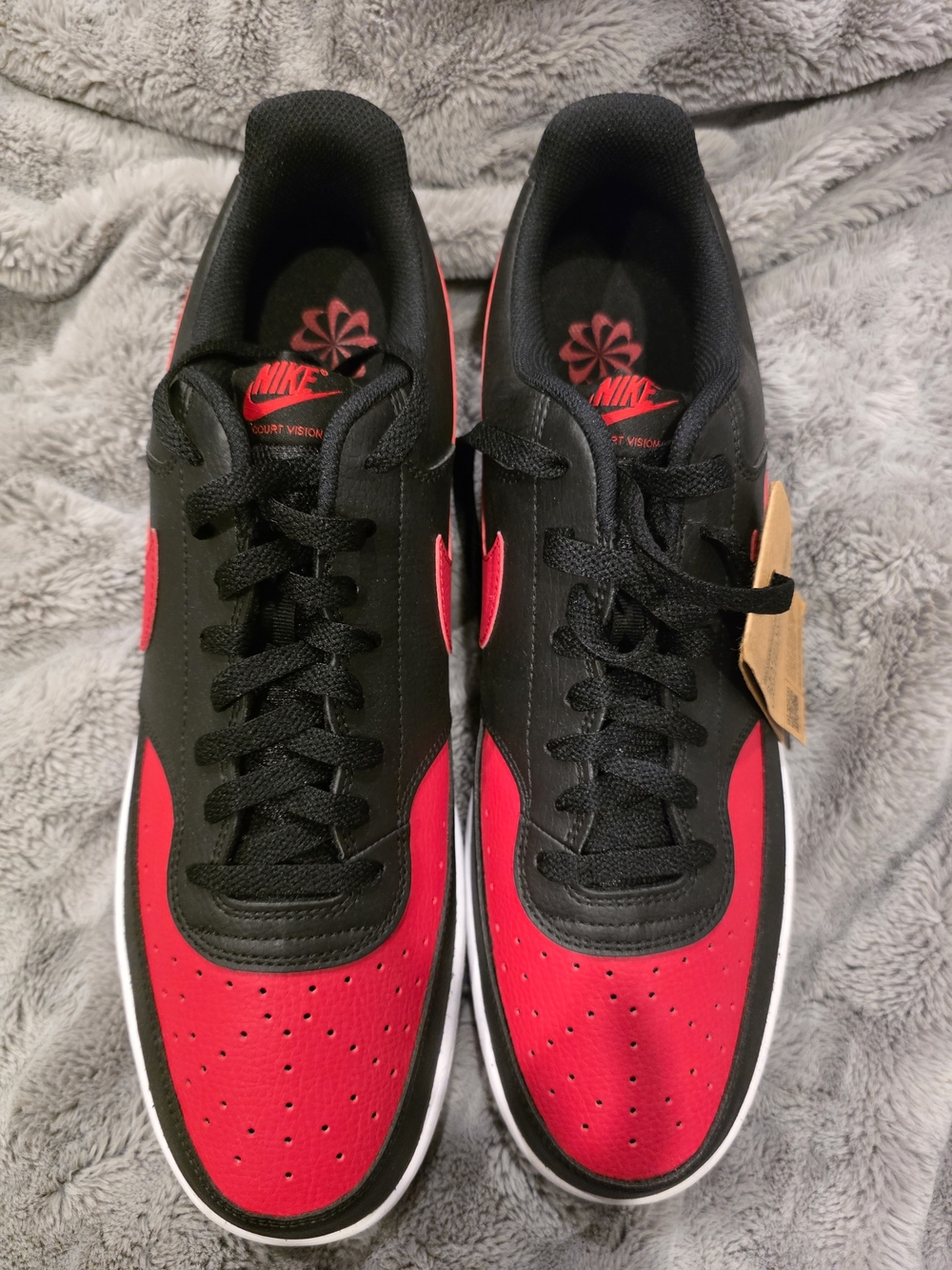 Nike Court Vision Low Next Nature in the "Black/University Red/White" colorway, - Picture 2 of 8